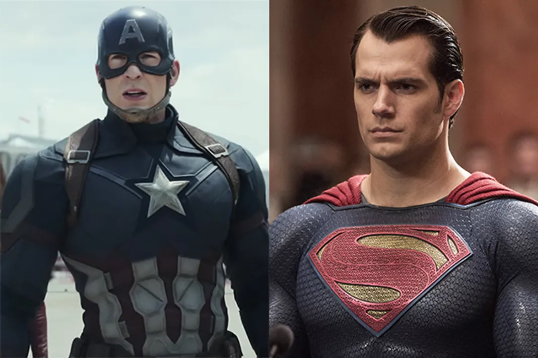 Chris Evans, Henry Cavill, Batman v Superman, Captain America: Civil War, Marvel, DC