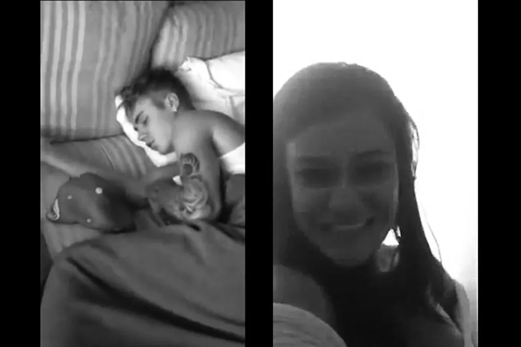 Justin Bieber filmed sleeping by Brazilian Girl
