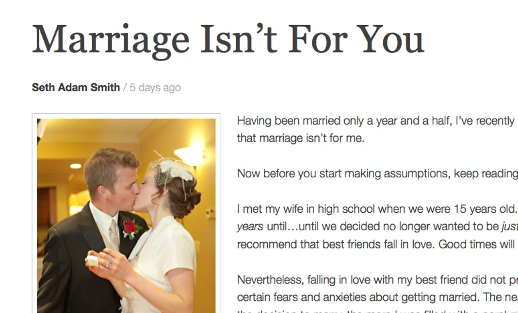 Marriage Isn't For You, Article