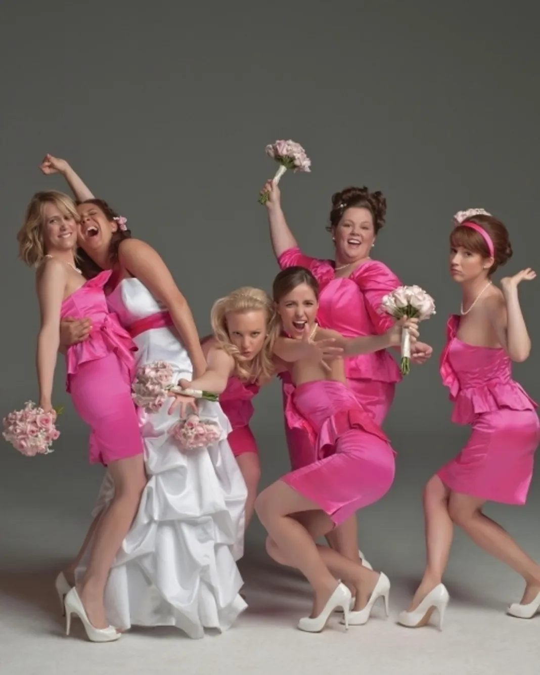Bridesmaids: Melissa McCarthy, Ellie Kemper, Rose Byrne, Wendi McLendon-Covey, Maya Rudolph, Kristen Wiig