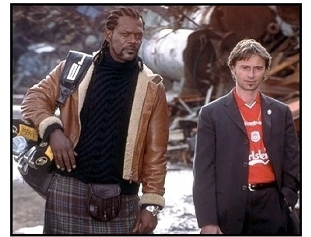 Formula 51 movie still: Samuel L. Jackson as Elmo McElroy and Robert Carlyle as Felix DeSouza in Formula 51