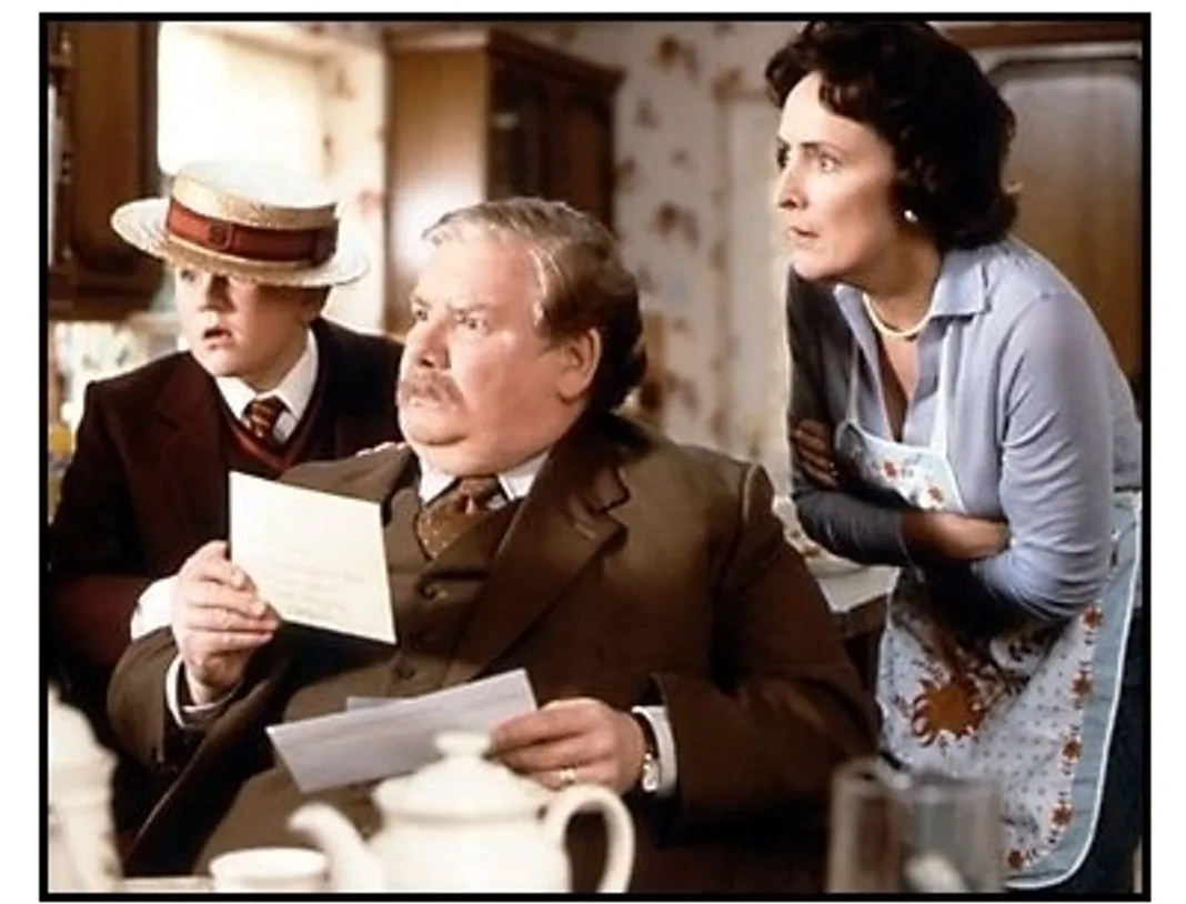 Harry Potter movie still: Harry Melling, Richard Griffiths and Fiona Shaw