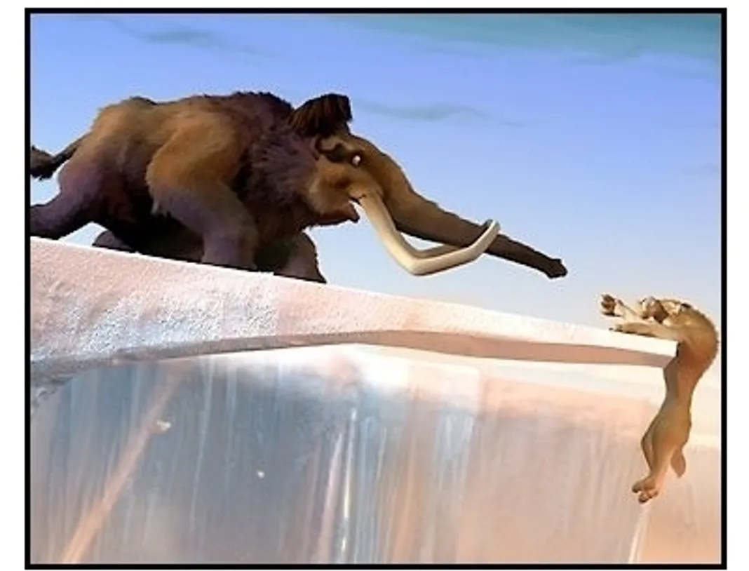 Ice Age movie still: Manfred races to rescue Diego from a perilous situation