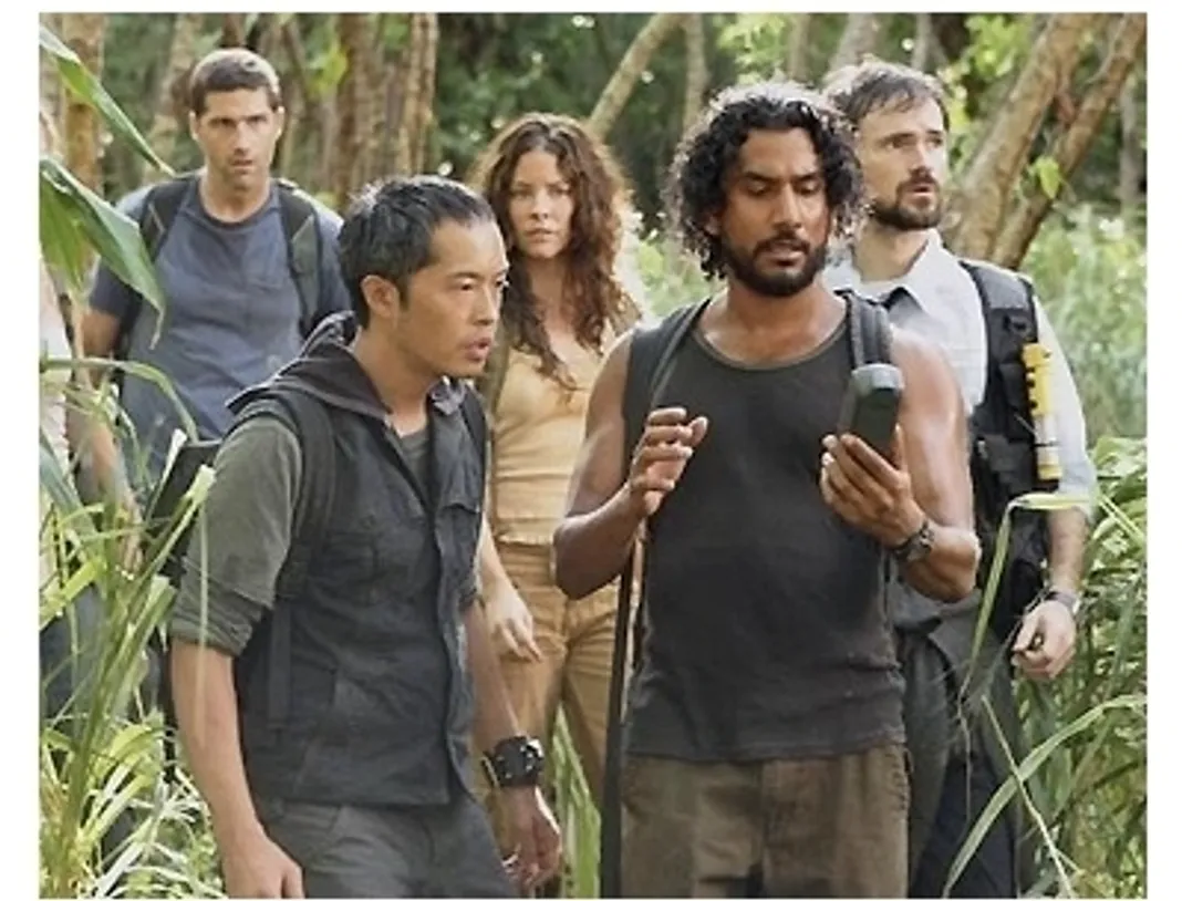 (l-r) Matthew Fox, Ken Leung, Evangeline Lilly, Naveen Andrews and Jeremy Davies on ABC's 