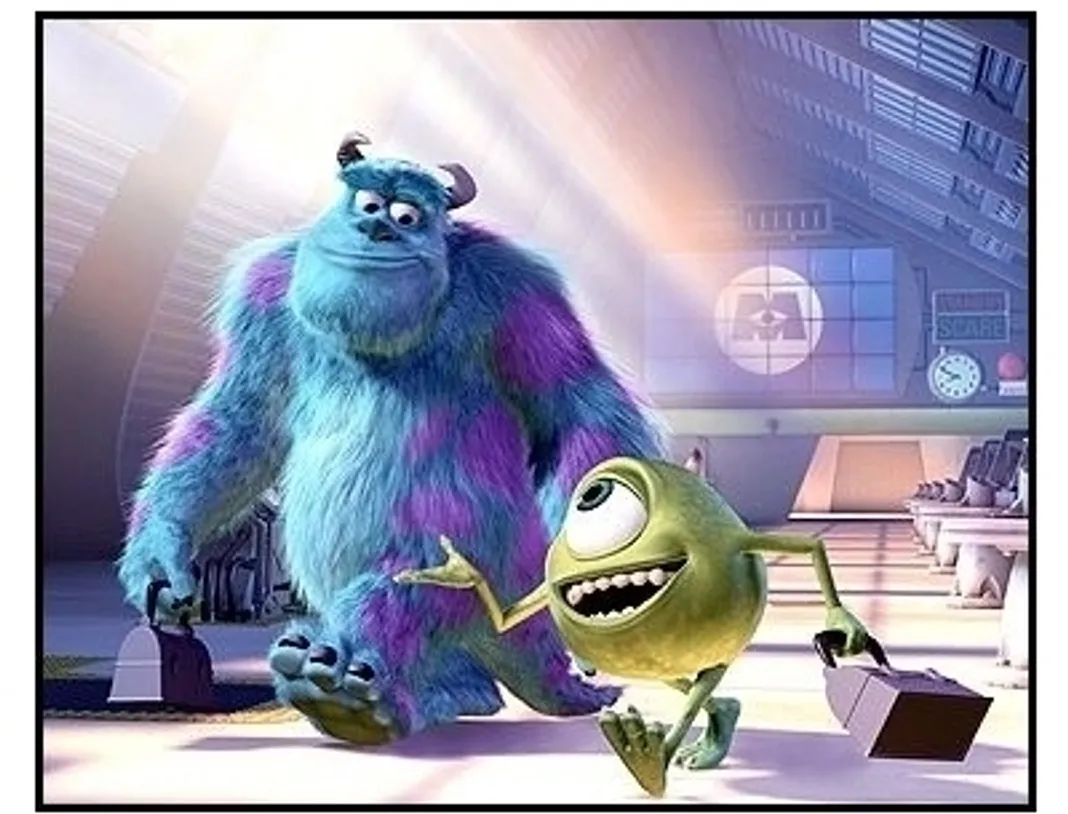 Monsters, Inc movie still: Top kid scarer known as Sulley and his best friend Mike Wazowski. 