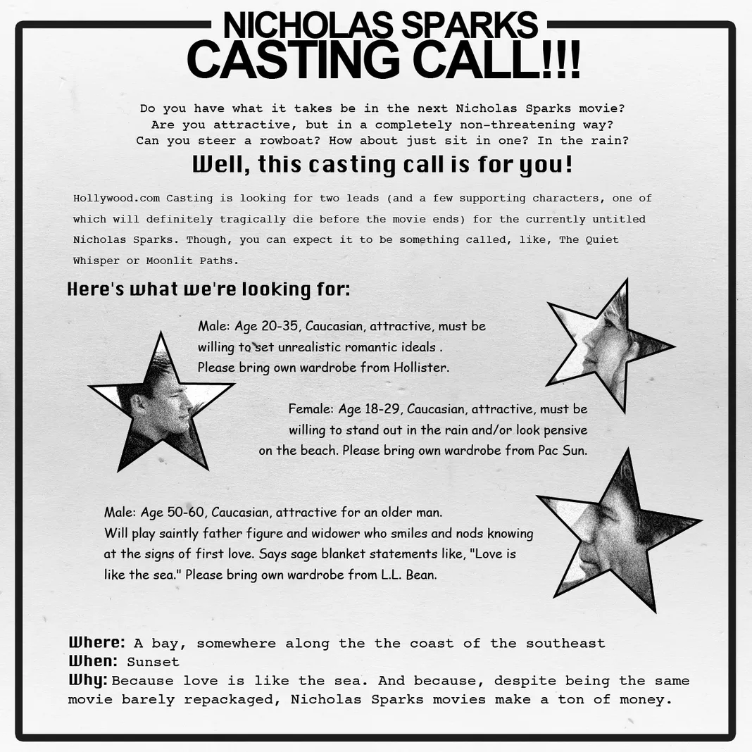 Nicholas Sparks Casting Call