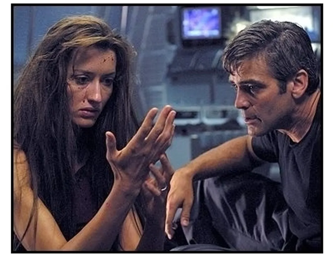 Solaris movie still: Chris Kelvin (George Clooney) has a shocking reunion with his beloved wife Rheya (Natascha McElhone) in Solaris
