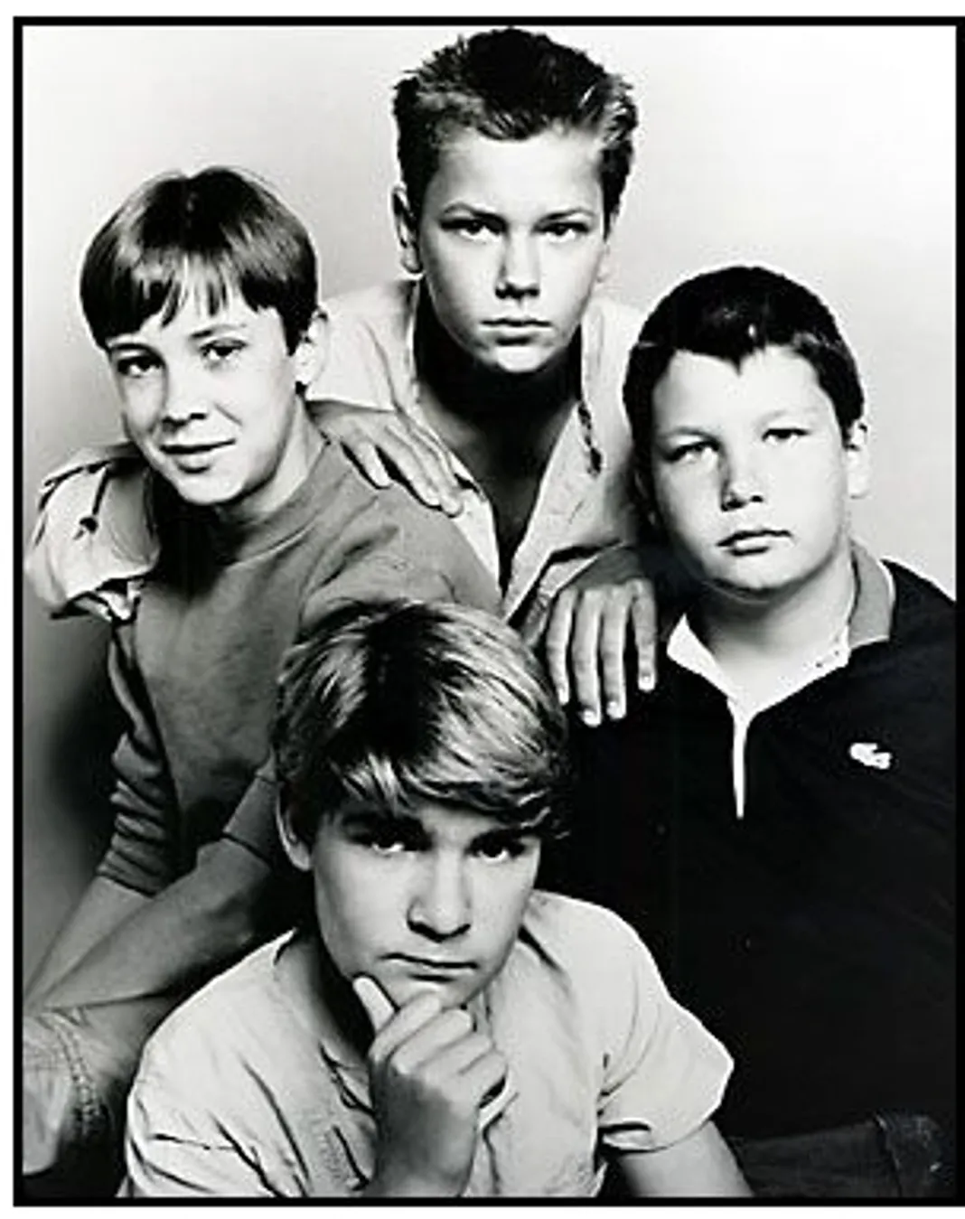 Stand By Me movie still: Wil Wheaton, River Phoenix, Jerry O'Connell and Corey Feldman 