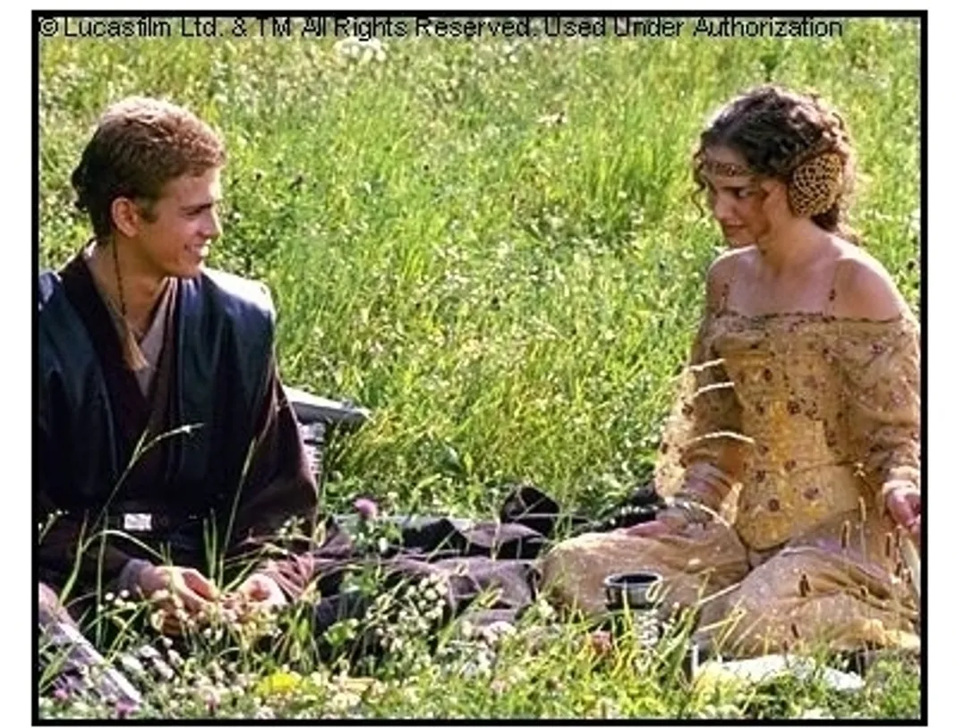Star Wars: Episode II--Attack of the Clones movie still: Anakin and Amidala share a private moment