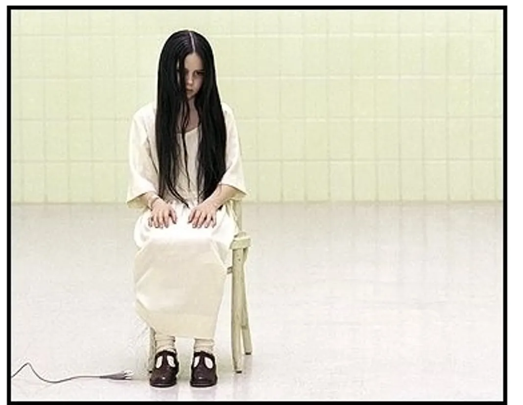 The Ring movie still: The fate of a mysterious little girl named Samara (Daveigh Chase) is somehow at the center of an urban legend about a videotape that dooms anyone who watches it to death in seven