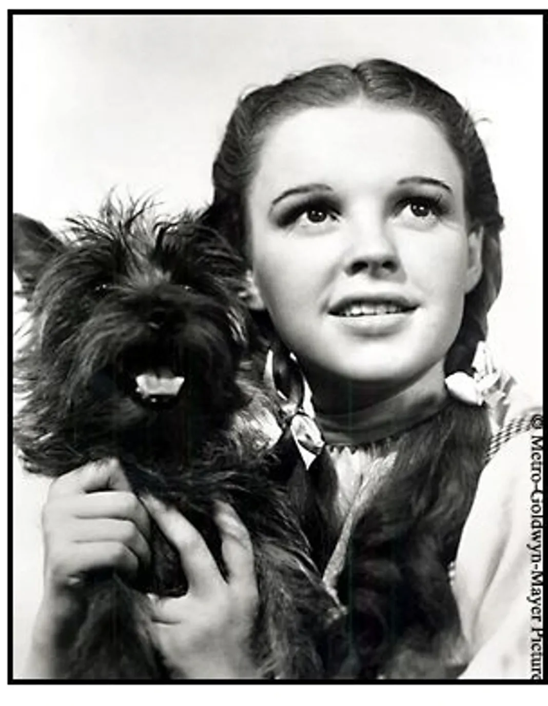 The Wizard of Oz movie still: Dorothy (Judy Garland) and her dog Toto