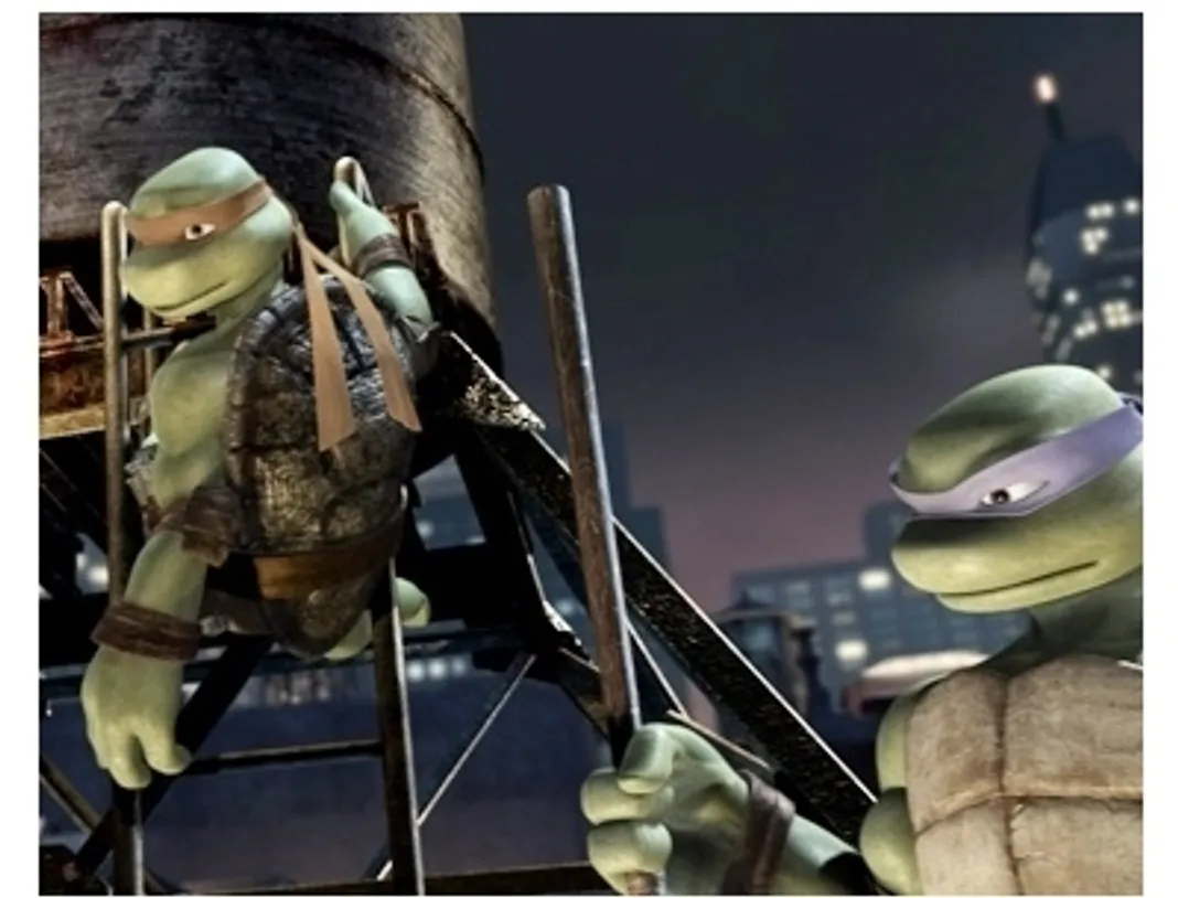 TMNT Movie Still: Splinter tells Raphael of Leonardo’s safe return home from his training in the jungle.